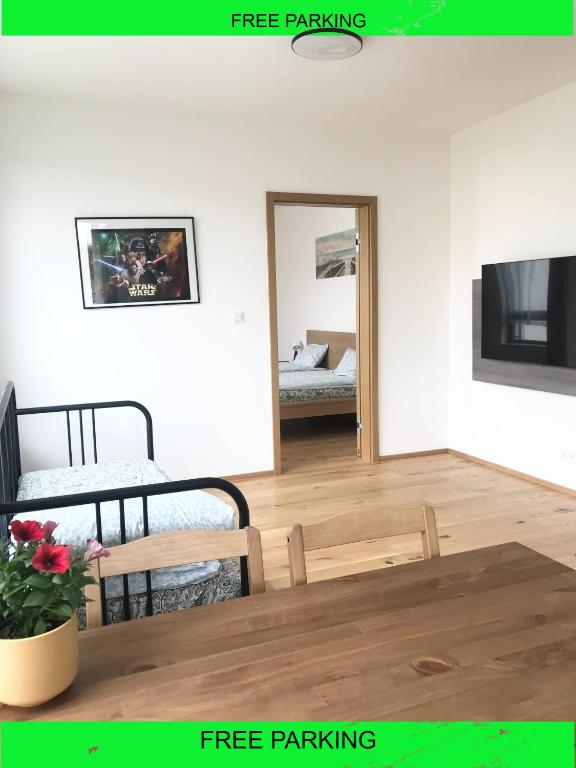 TV a/nebo společenská místnost v ubytování apartmánplus02