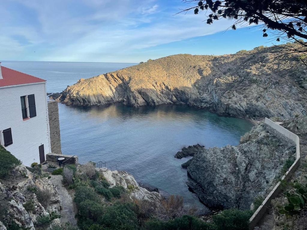 una grande pozza d'acqua accanto a una casa di Villa vue sur mer, plage à 2min à pieds a Banyuls-sur-Mer