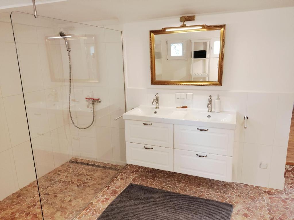 Koupelna v ubytování Ferienwohnung Asparn