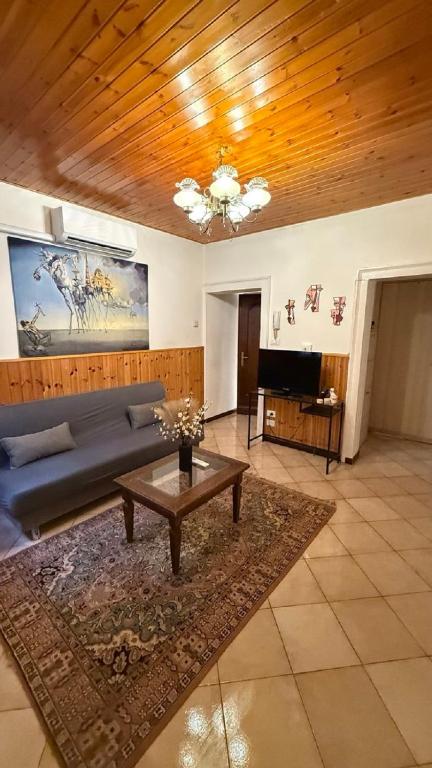 ヴェネツィアにあるFlora apartmentのソファとコーヒーテーブルのあるリビングルーム