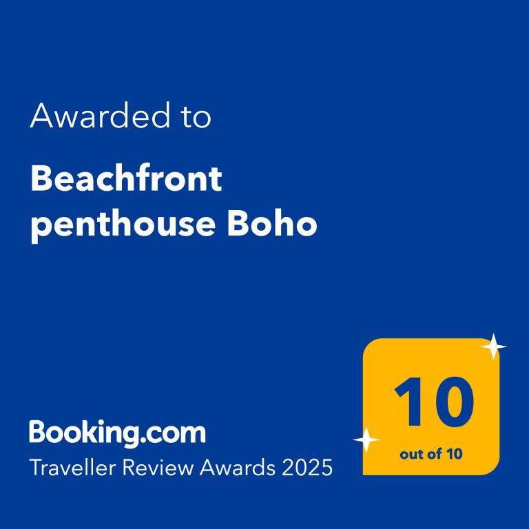 Certifikát, ocenenie alebo iný dokument vystavený v ubytovaní Beachfront penthouse Boho