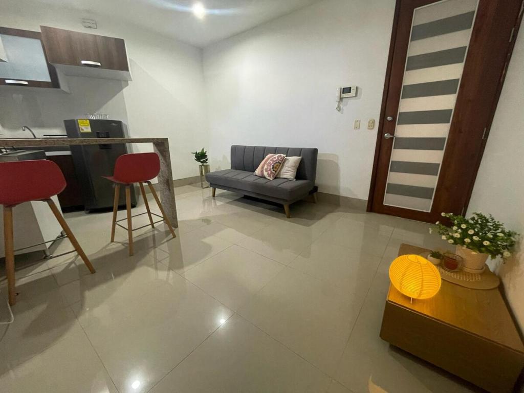 Kuchyň nebo kuchyňský kout v ubytování Excelente apartaestudio