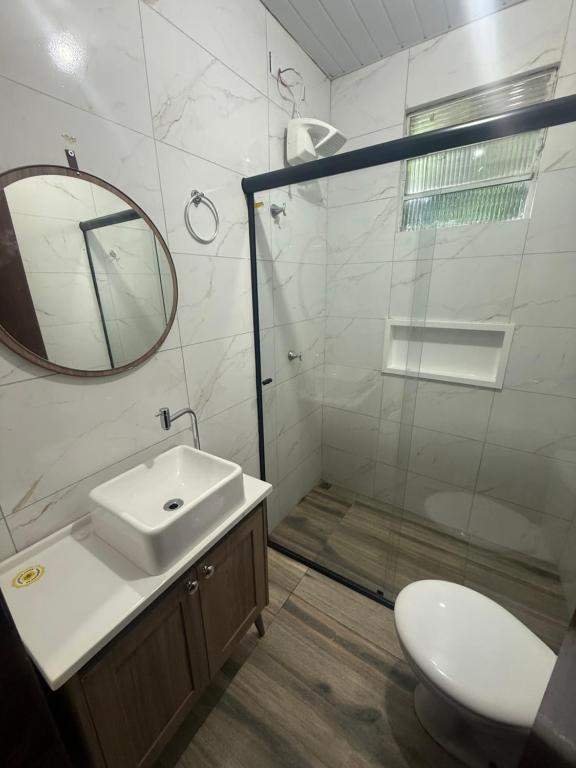 Koupelna v ubytování Casa Av parana