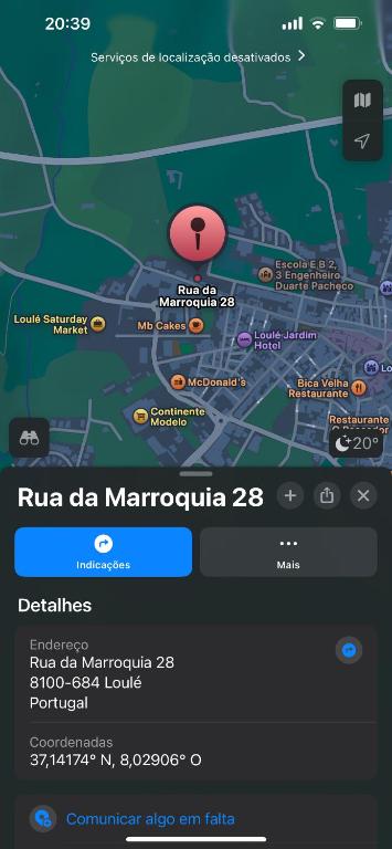 a cell phone screen with a map on it at Marroquia in Loulé