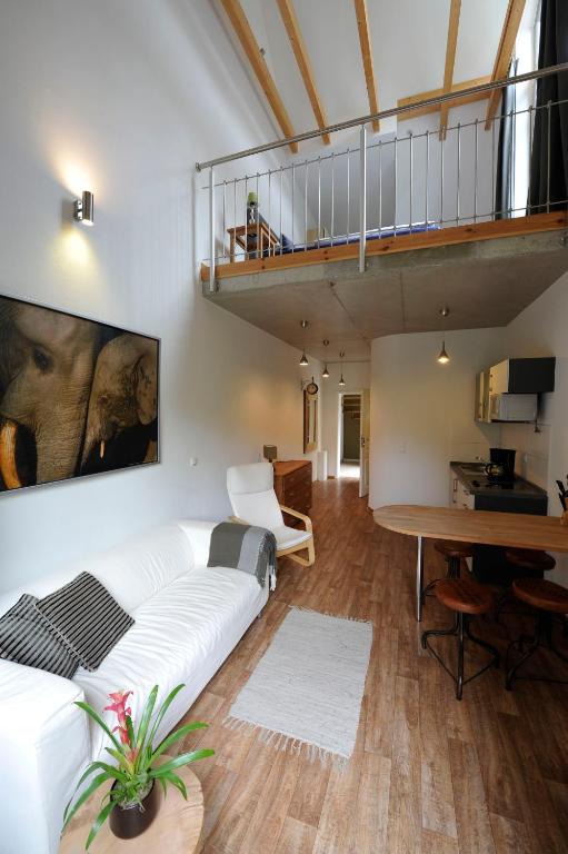 Posezení v ubytování BluGarden Ferienapartments im Spreewald