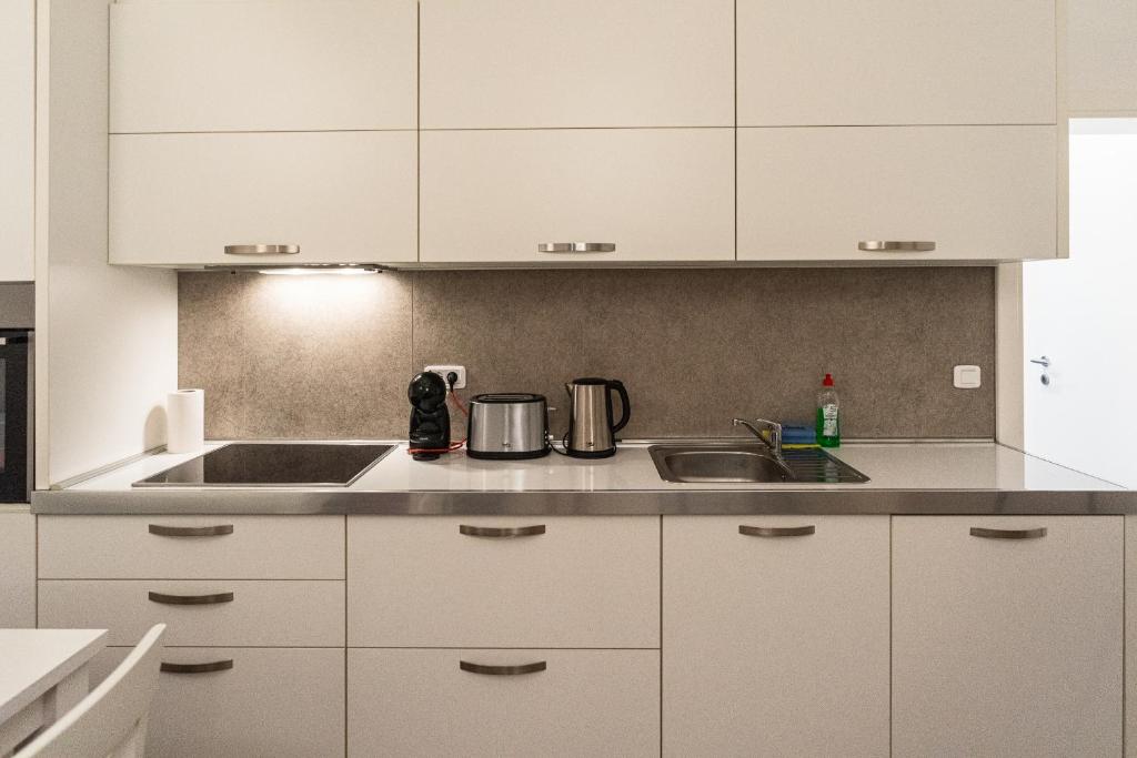 Kuchyň nebo kuchyňský kout v ubytování Vertmont Apartments