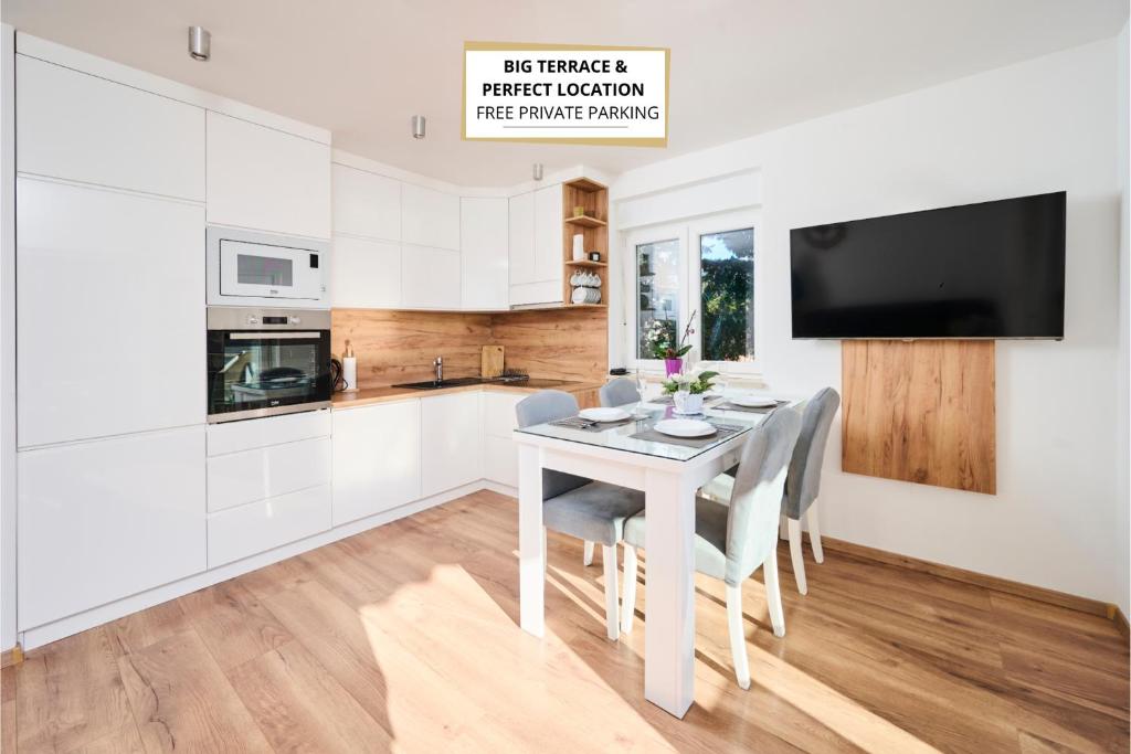 Kuchyň nebo kuchyňský kout v ubytování Apartma Morje