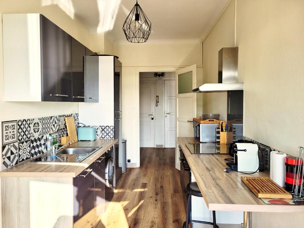 Kuchyň nebo kuchyňský kout v ubytování St Jak Appartement