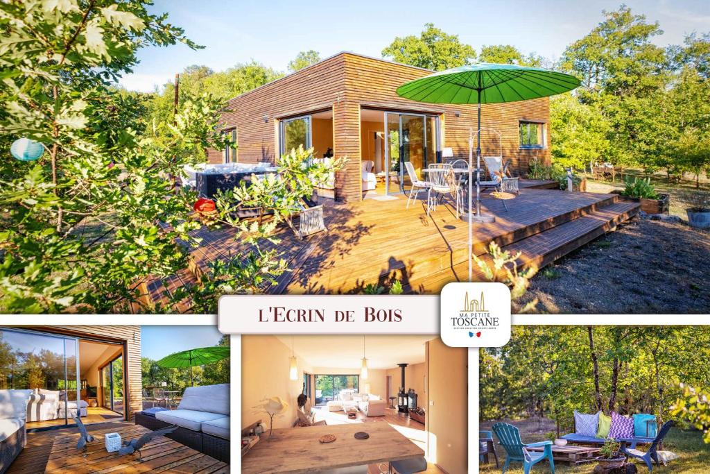 O grădină în afara L'Ecrin de Bois - Maison d'architecte avec Spa sur un grand terrain arboré