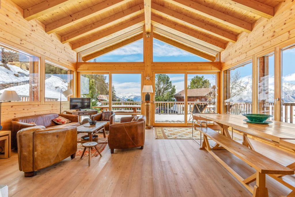 Posezení v ubytování Chalet Magrappe, accès direct à la piste des Mayens de Veysonnaz