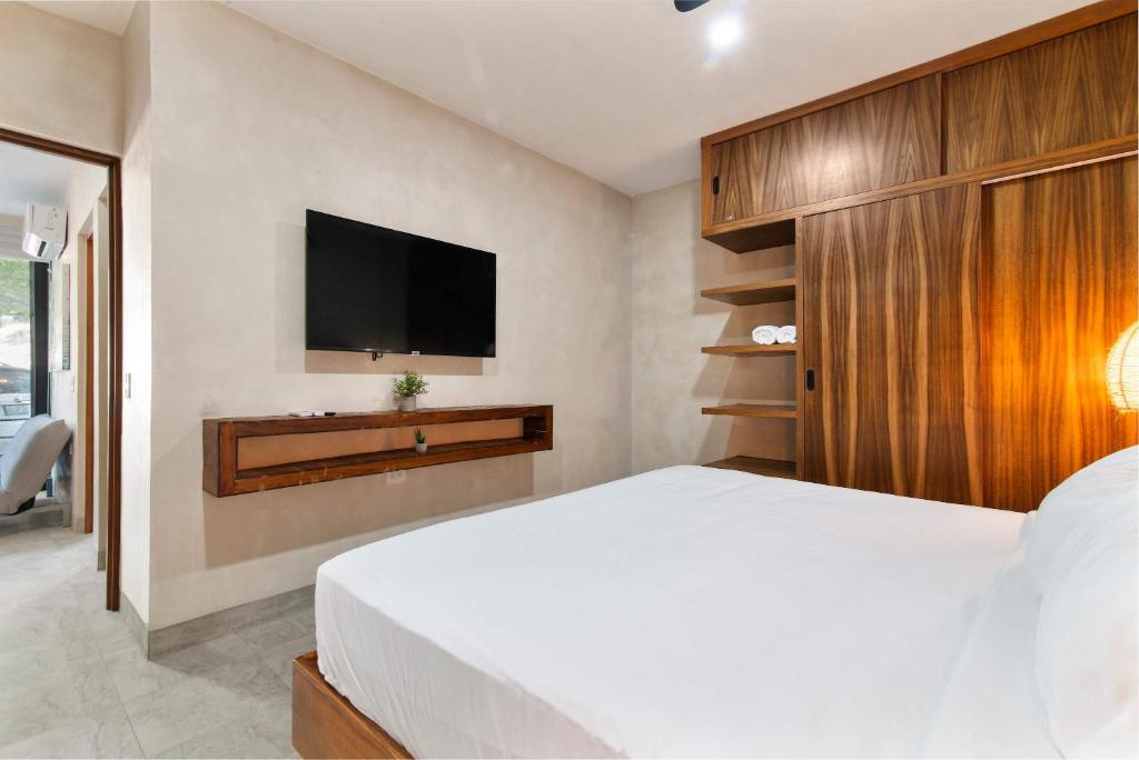 Letto o letti in una camera di 2-BR Aldea Zama Sanctuary of Tulum