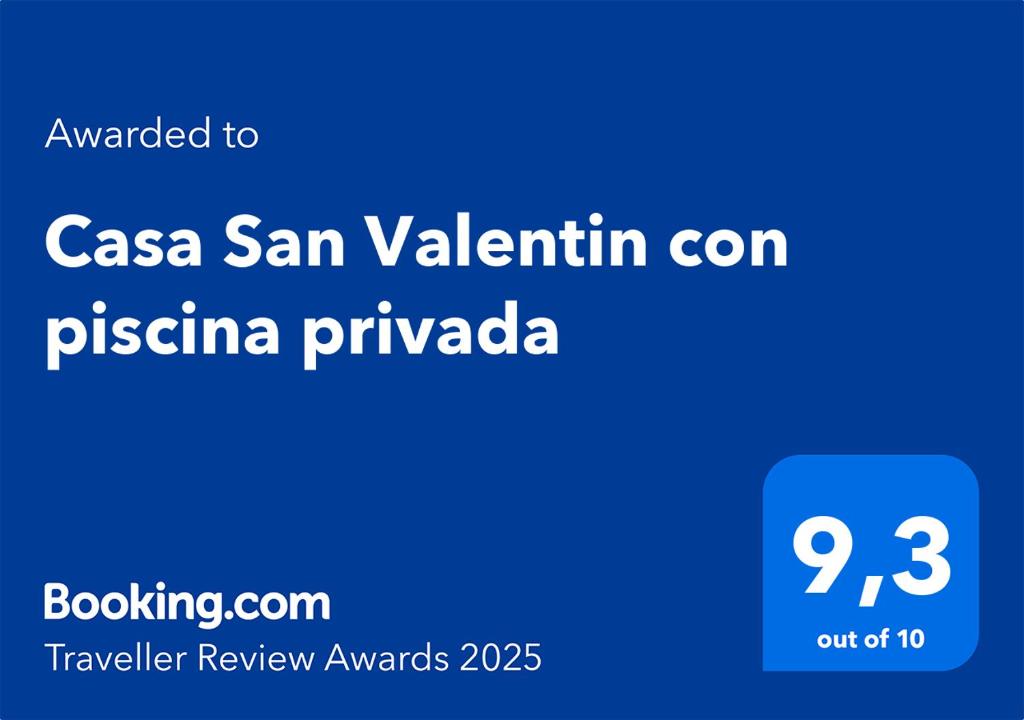 Casa San Valentin con piscina privada tanúsítványa, márkajelzése vagy díja