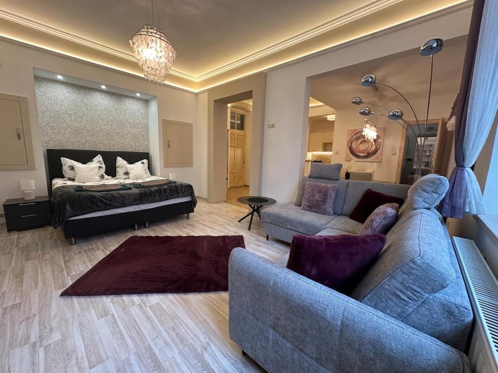Χώρος καθιστικού στο Király Apartman