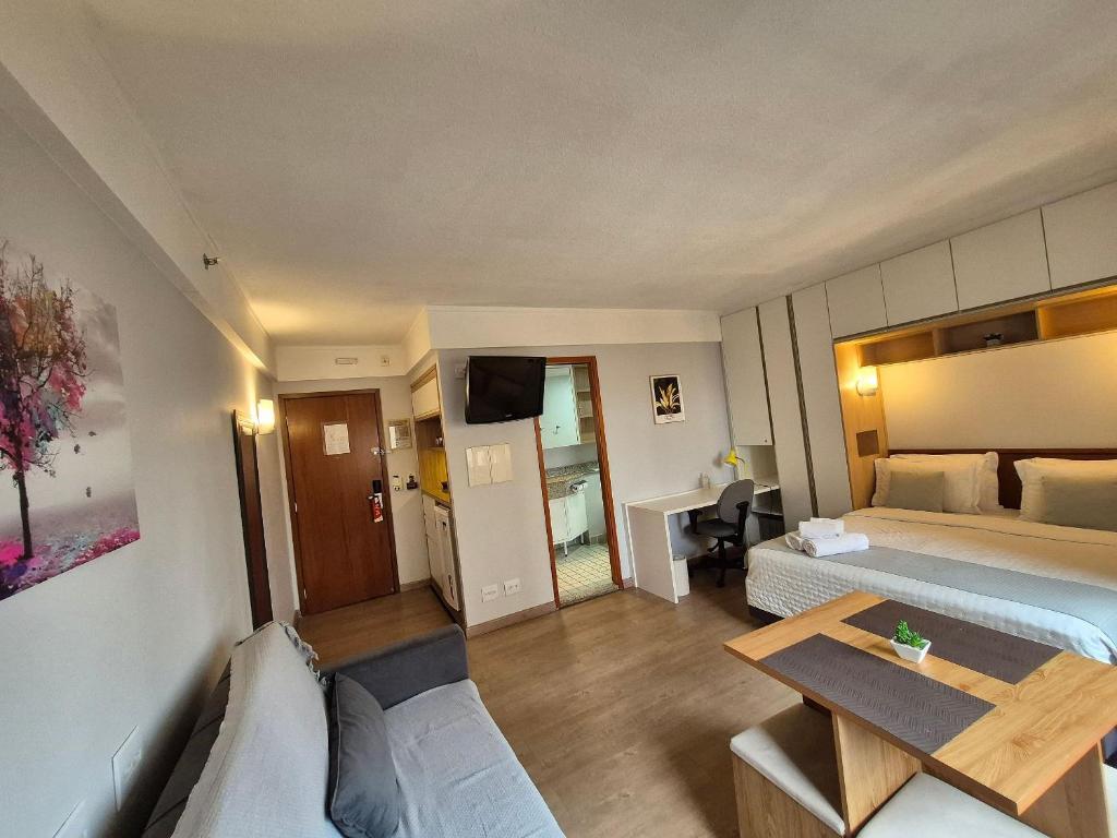 Postel nebo postele na pokoji v ubytování Flat Live Vila Mariana/Ibirapuera (Apto 1002)