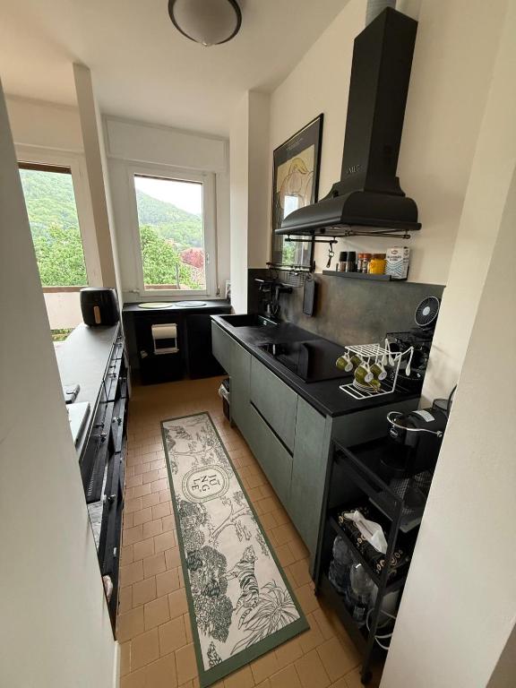 a kitchen with a sink and a stove with a rug at Vintage Apartment in Vittorio Veneto