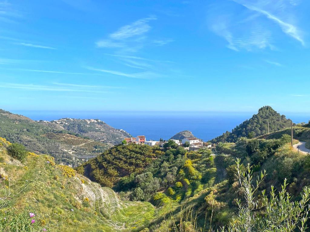 a view of a mountain with the ocean in the background at Villa Francisca in Málaga