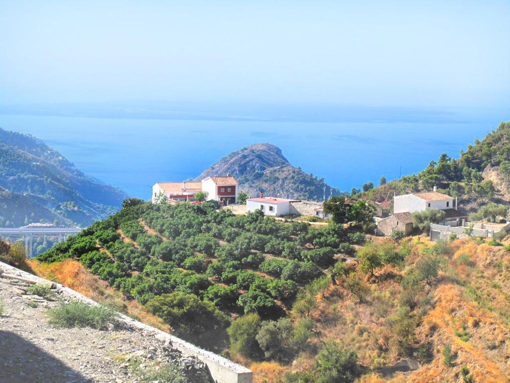 a house on a hill with the ocean in the background at Villa Francisca in Málaga