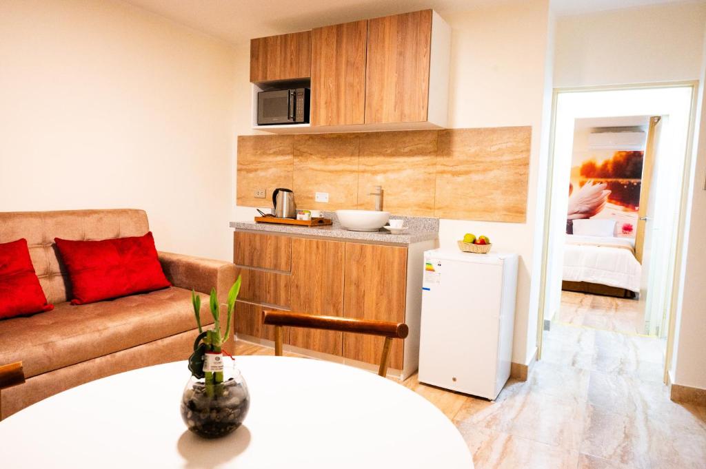 Kuchyň nebo kuchyňský kout v ubytování Hotel Soul Mate Inn