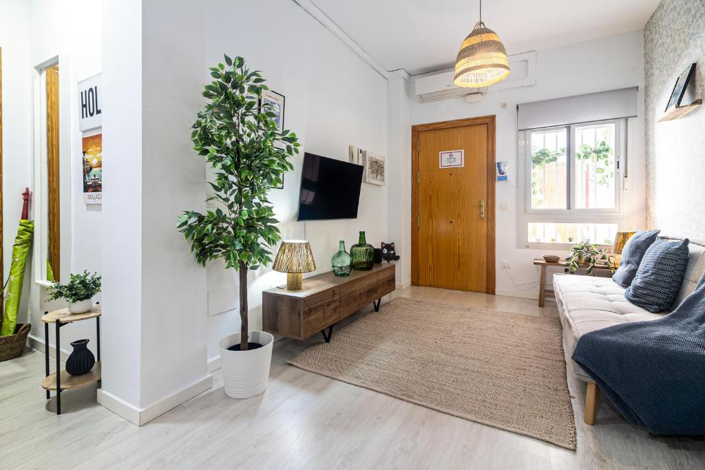 Televízia a/alebo spoločenská miestnosť v ubytovaní Sea & Wave Nuño Apartment