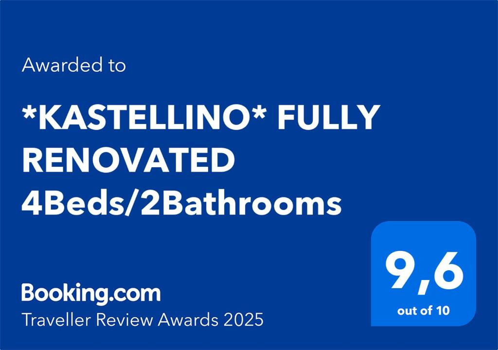Certyfikat, podpis lub inny dokument wystawiony w obiekcie *KASTELLINO* FULLY RENOVATED 4Beds/2Bathrooms