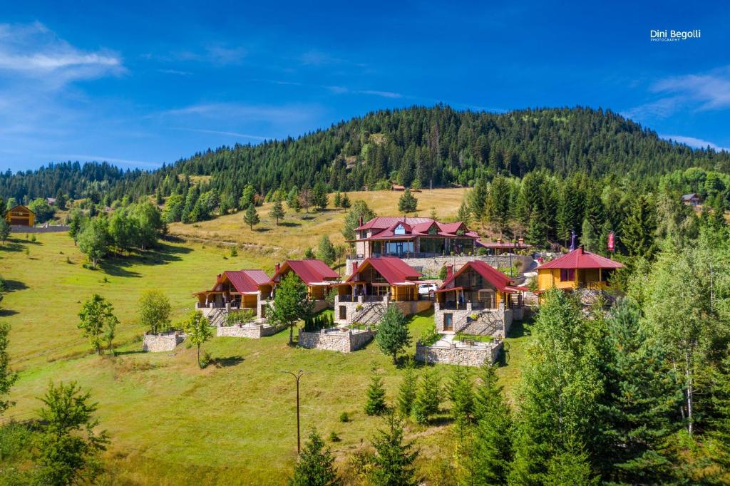 an aerial view of a house on a hill at Malesia Eko Resort in Peje