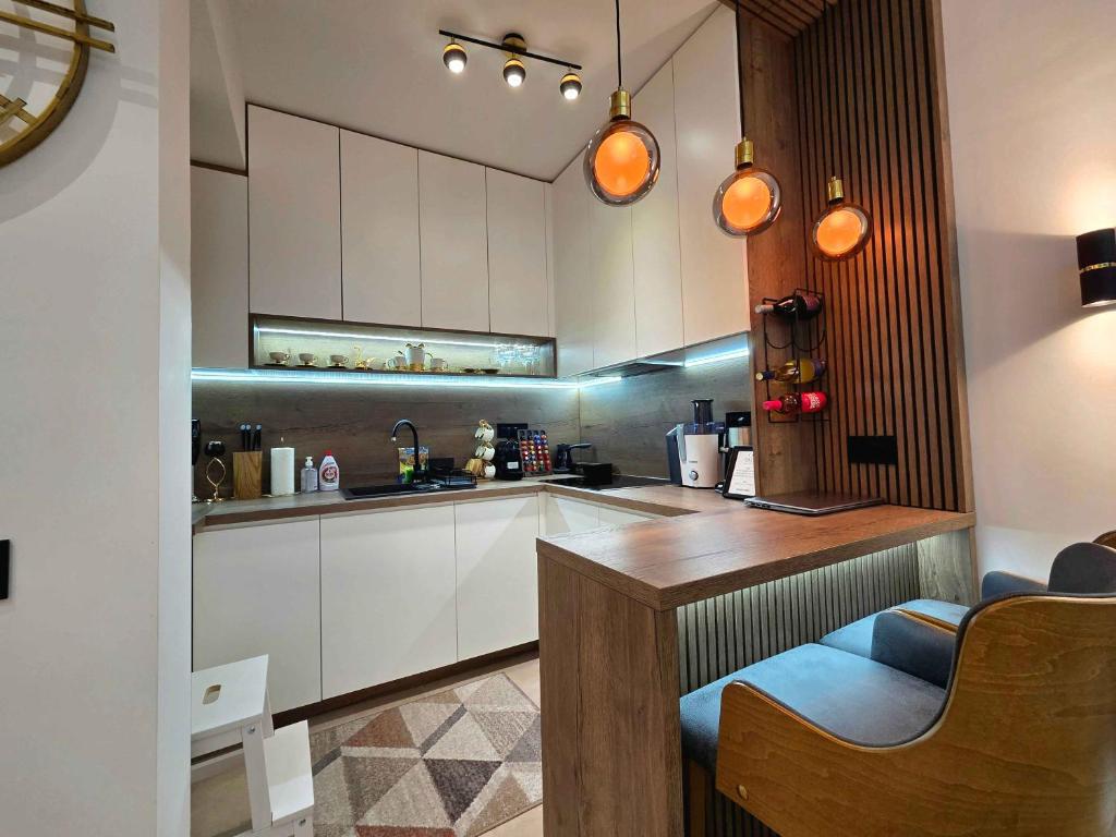 Kuchyň nebo kuchyňský kout v ubytování Oaza apartmani
