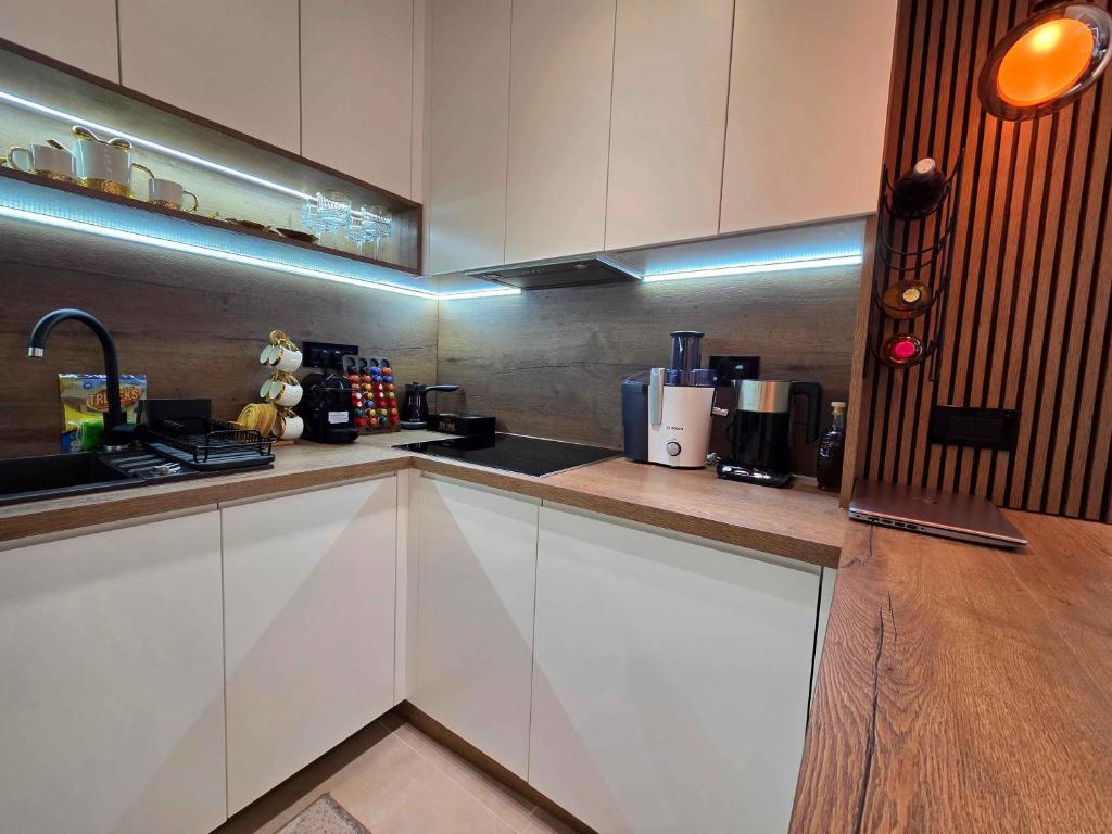 Kuchyň nebo kuchyňský kout v ubytování Oaza apartmani