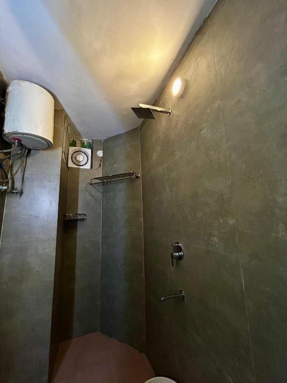 a bathroom with a shower stall with a toilet at ZoukStayz in Rishīkesh