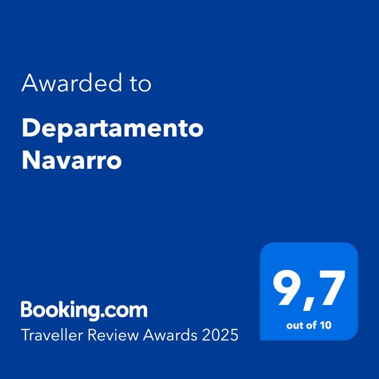 a blue screen with the text awarded to department istg navaho at Departamento Navarro in Malargüe