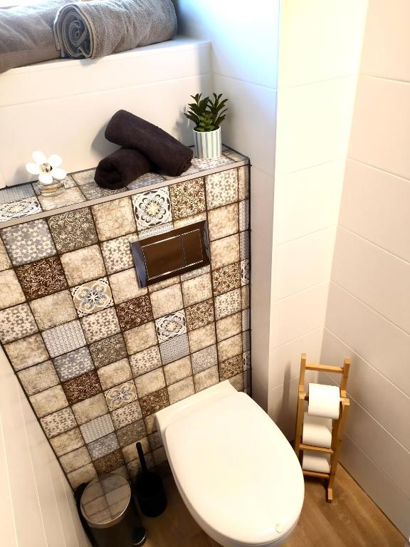 Koupelna v ubytování Vicze Apartmanház