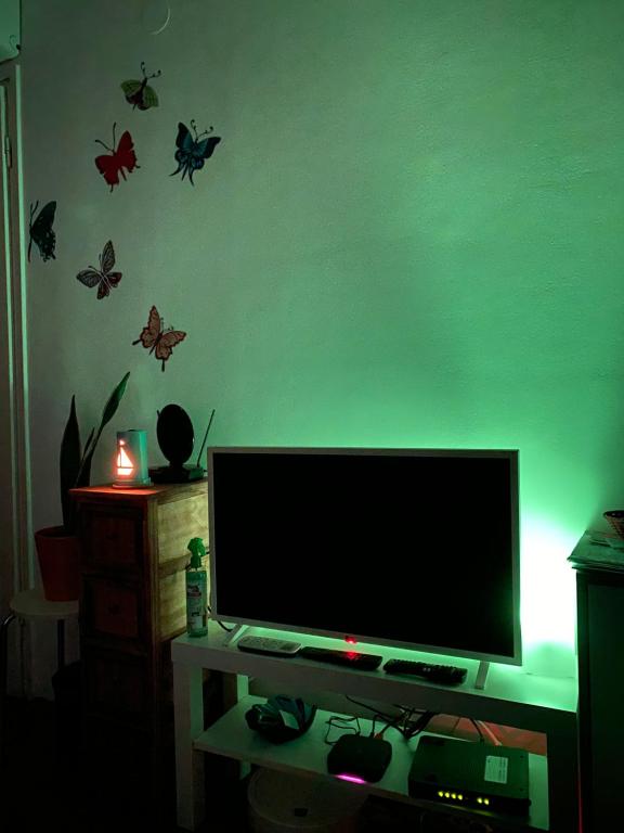 TV a/nebo společenská místnost v ubytování Colorful Urban Oasis