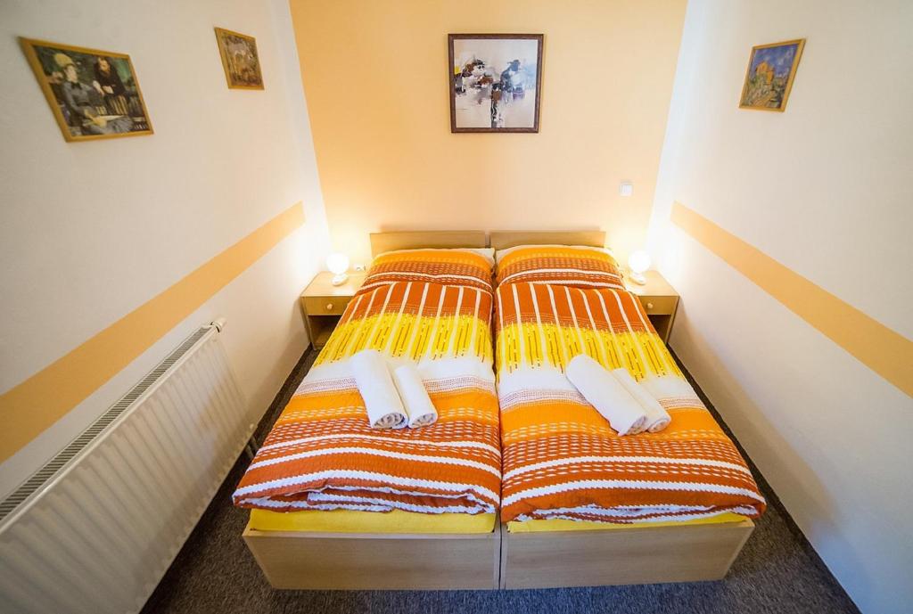 Postel nebo postele na pokoji v ubytování Pension Jana