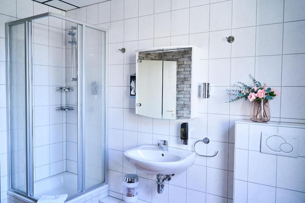 Koupelna v ubytování Hotel Maximo
