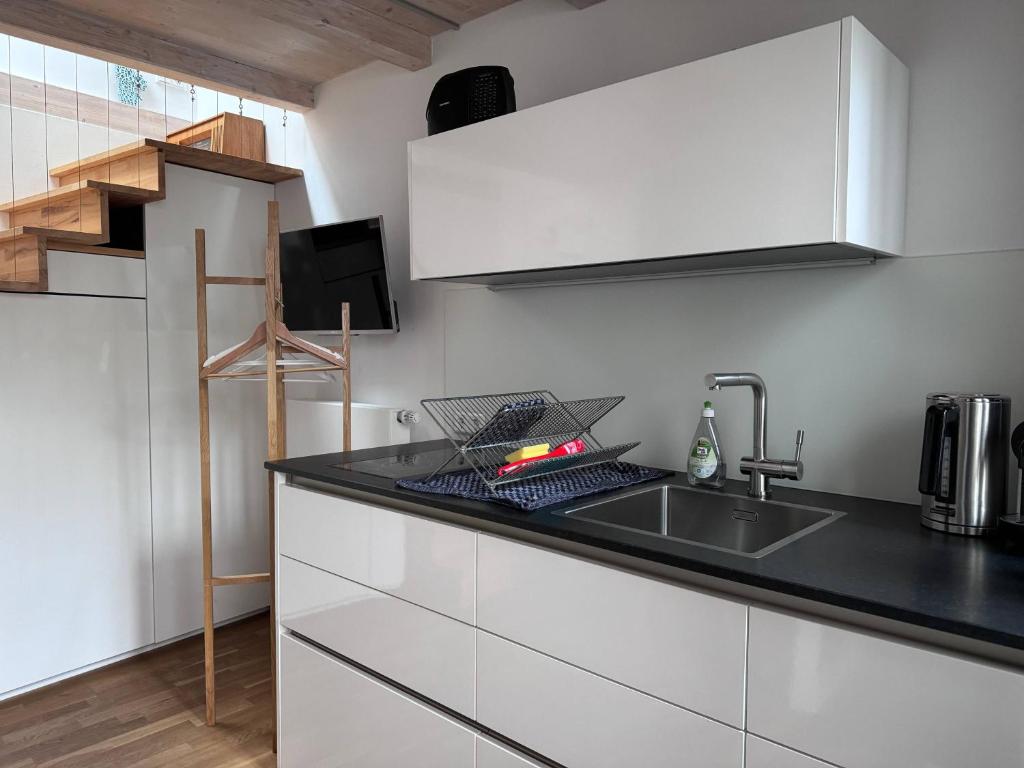 Kuchyň nebo kuchyňský kout v ubytování seeglueck OASE - Charmante Unterkunft mit Garten Gästezimmern und Tiny House nahe Universität Insel Mainau und See in Konstanz