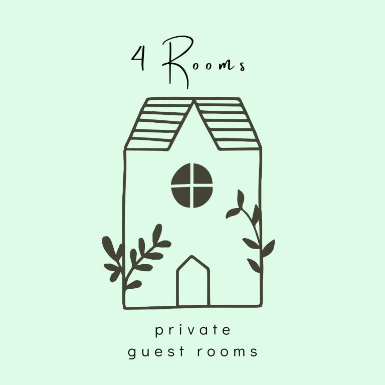 a house with a roof and a window and the words private guest rooms at 4 Rooms in Plovdiv