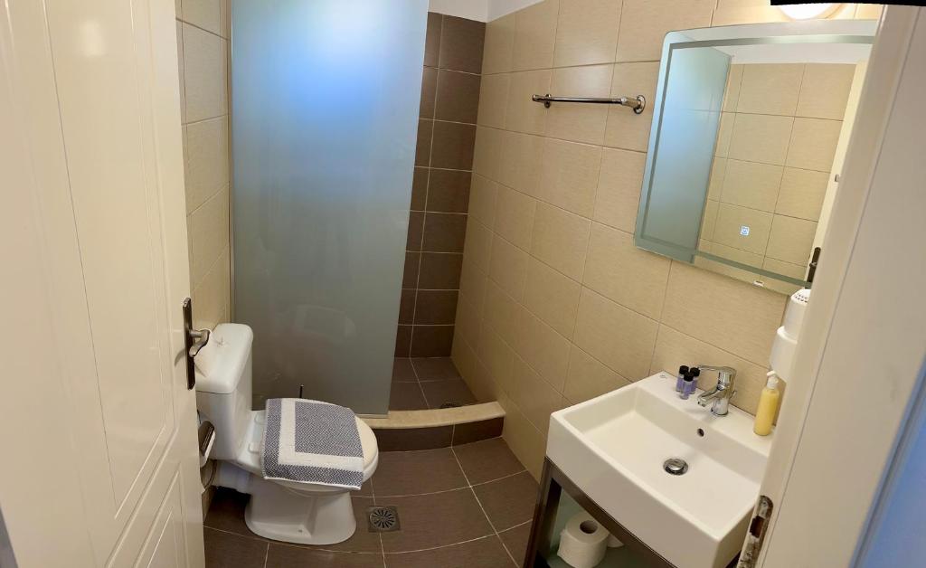 Koupelna v ubytování VANGJELIS HOTEL