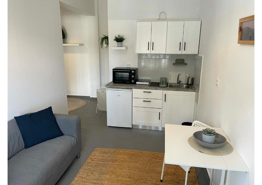 Kuchyň nebo kuchyňský kout v ubytování Spanos Apartments - Panteli