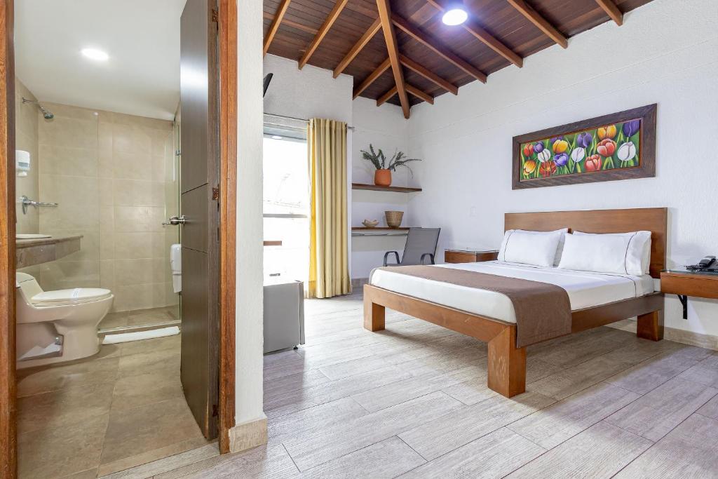 Koupelna v ubytování Hotel Prada