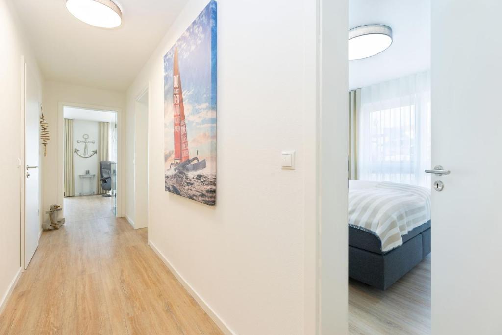Postel nebo postele na pokoji v ubytování Hansehaus- Moin Moin