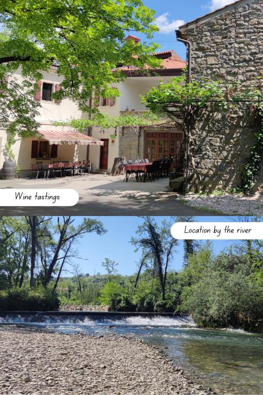 two pictures of a house and a river at Bordon wines, estate with accommodation in Dekani