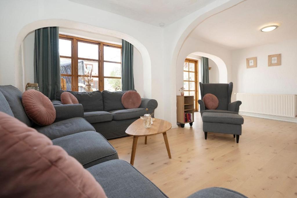 Posezení v ubytování Dünenbungalow