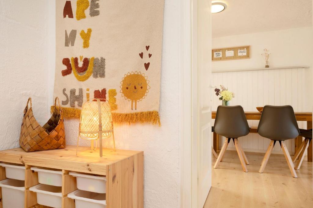 Posezení v ubytování Dünenbungalow