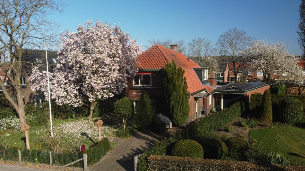 a house with a garden with trees and bushes at Huize De Kol in Holten
