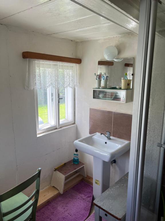 a bathroom with a sink and a window at Chalupa v Cíšařským in Golčŭv Jeníkov