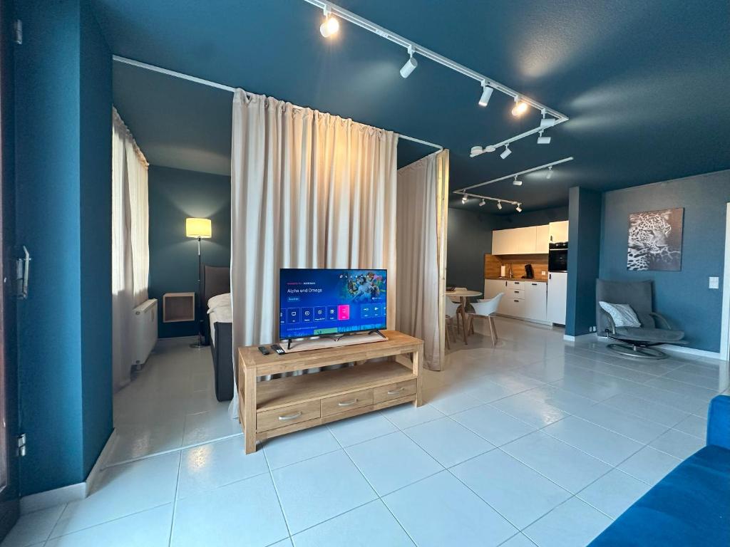 TV a/nebo společenská místnost v ubytování Ferienwohnung Münsterblick