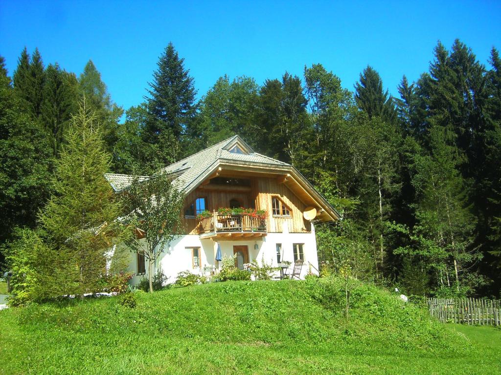een huis bovenop een grasheuvel bij Ferienwohnung Waldhauser in Hermagor