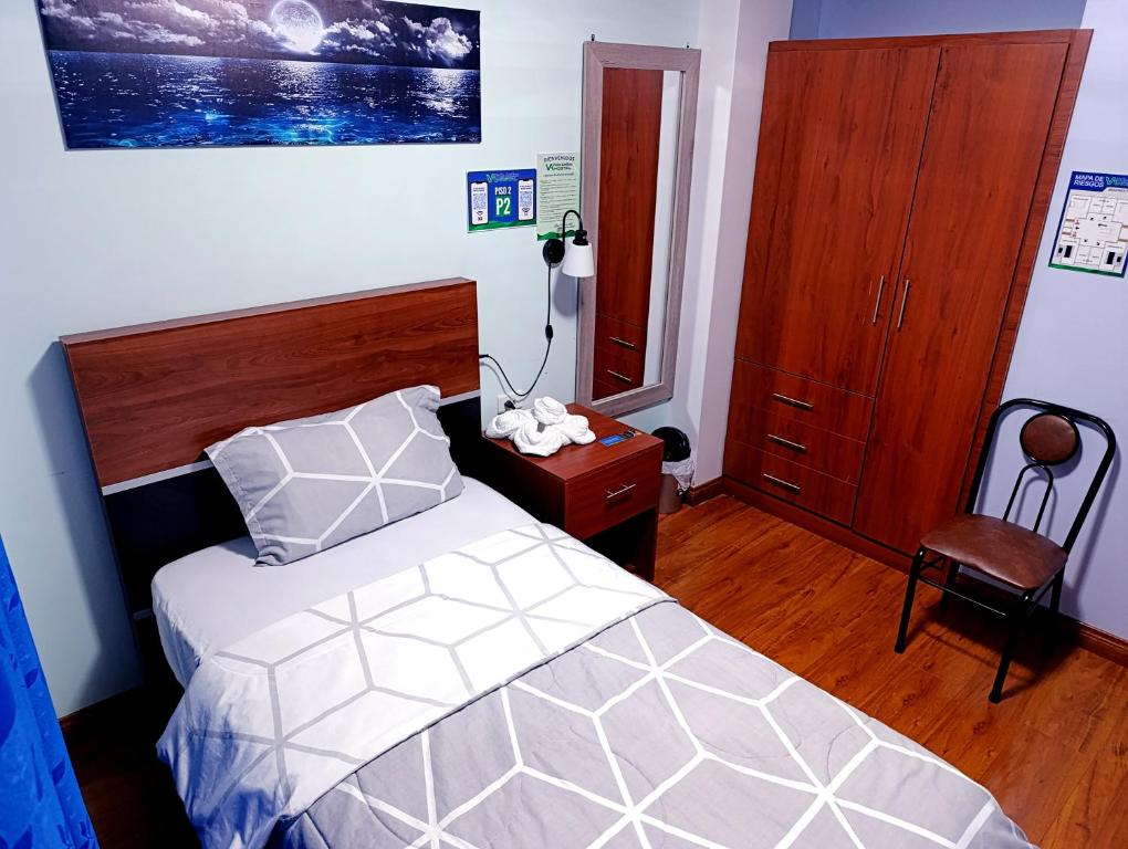 Postel nebo postele na pokoji v ubytování Hostal Valle Andino