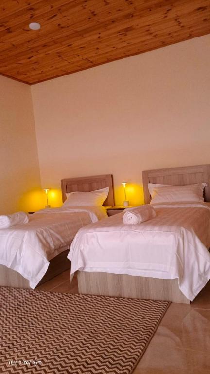 Postel nebo postele na pokoji v ubytování Ramses Tafilah Lodge نزل رمسيس الطفيلة