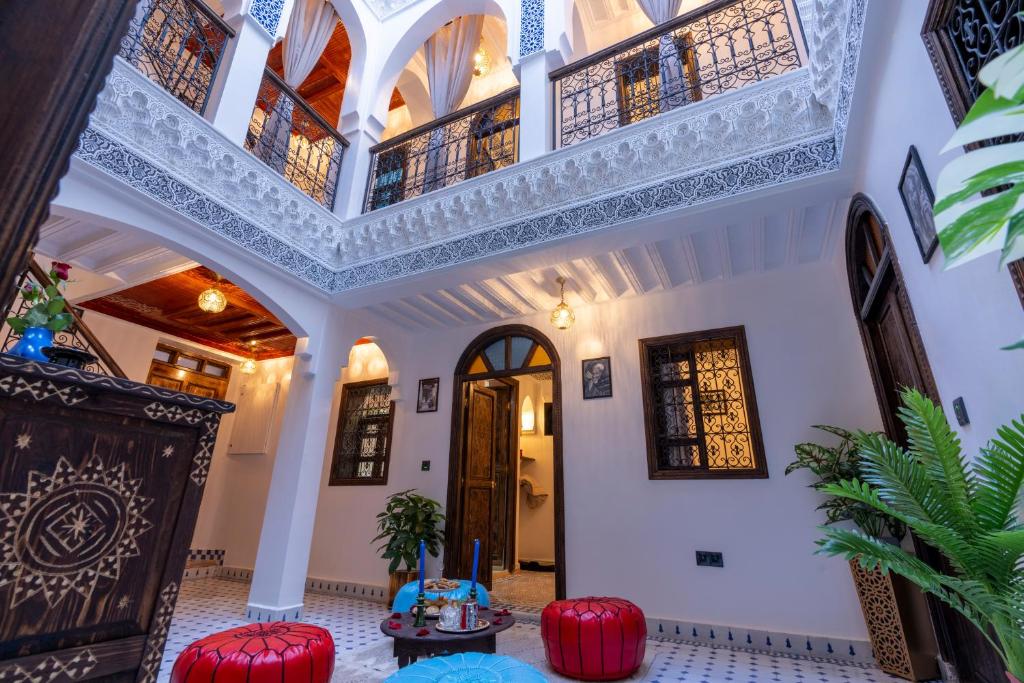 Posezení v ubytování Riad La Perle Bleue Marrakech