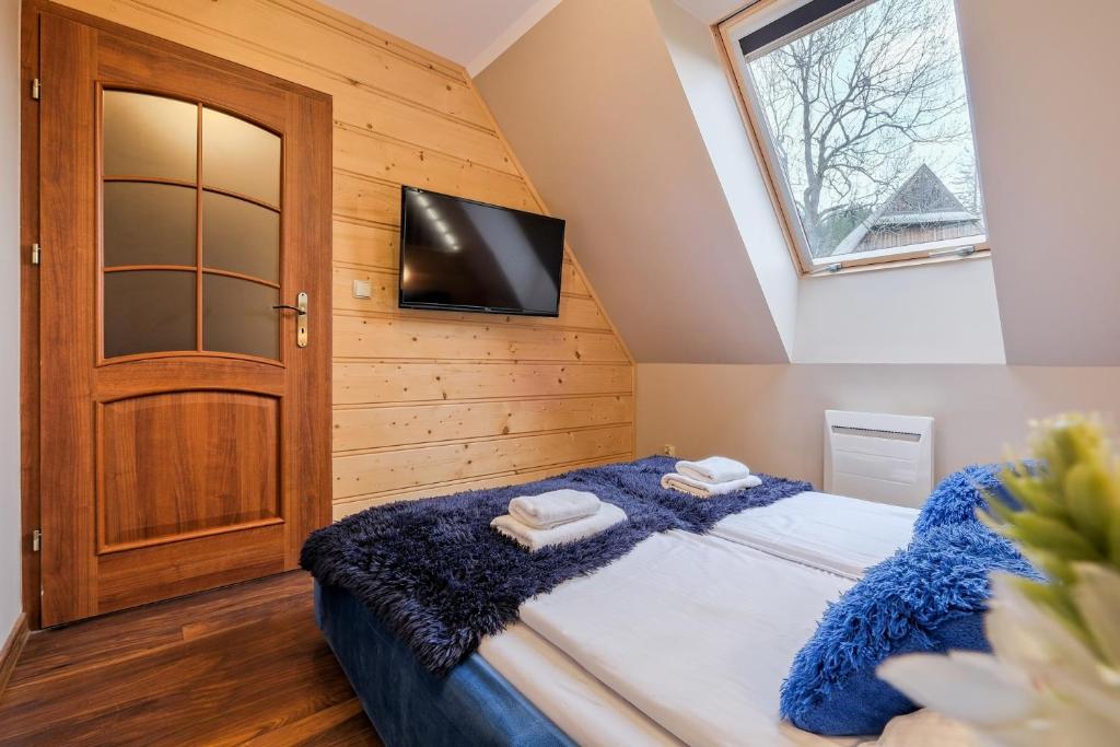 Televízia a/alebo spoločenská miestnosť v ubytovaní Apartament Królewska 13 z jacuzzi Odkryj-Zakopane